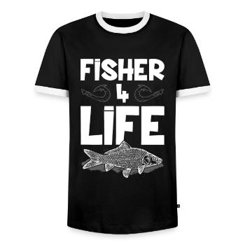 Les pêcheurs vivent éternellement Pêche - T-shirt contrasté Homme - noir/blanc - Devant - AI Model Female 172 light (172cm) & AI Model Male 178 light (178cm)