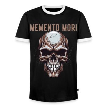 Memento Mori - Men's Ringer Shirt - black/white - Front - AI Model Female 172 light (172cm) & AI Model Male 178 light (178cm)