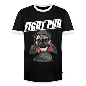 Fight Pub Mops mit Boxhandschuhen - Männer Kontrast-T-Shirt - Schwarz/Weiß - Vorne - AI Model Female 172 light (172cm) & AI Model Male 178 light (178cm)