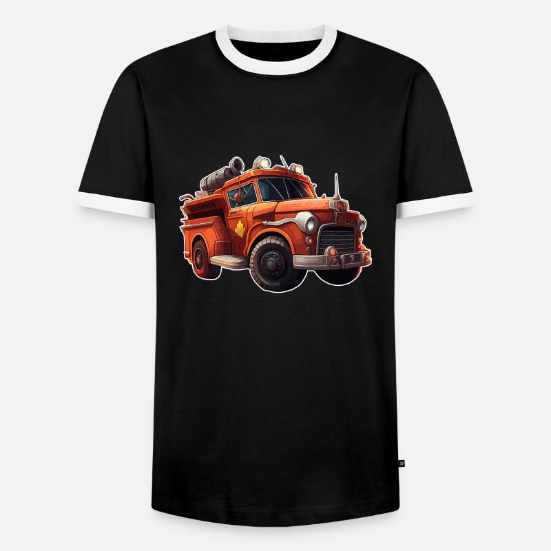 Fire engine fire brigade - Men's Ringer Shirt - black/white