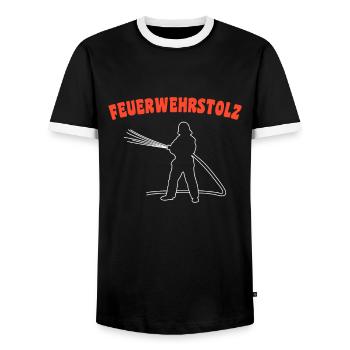 Feuerwehrstolz Feuerwehr - Männer Kontrast-T-Shirt - Schwarz/Weiß - Vorne - AI Model Female 172 light (172cm) & AI Model Male 178 light (178cm)