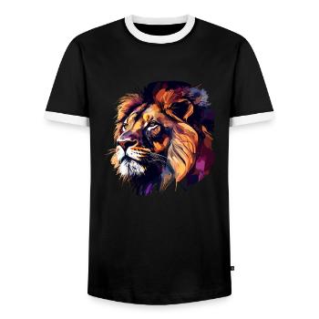 Lion - Men's Ringer Shirt - black/white - Front - AI Model Female 172 light (172cm) & AI Model Male 178 light (178cm)