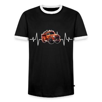 Battement de cœur de camion de pompiers - T-shirt contrasté Homme - noir/blanc - Devant - AI Model Female 172 light (172cm) & AI Model Male 178 light (178cm)