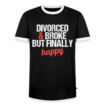 Divorcé et fauché mais finalement heureux divorce - T-shirt contrasté Homme - noir/blanc - Devant - AI Model Female 172 light (172cm) & AI Model Male 178 light (178cm)