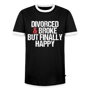 Divorcé et fauché mais finalement heureux divorce - T-shirt contrasté Homme - noir/blanc - Devant - AI Model Female 172 light (172cm) & AI Model Male 178 light (178cm)