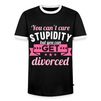 Vous ne pouvez pas guérir la stupidité mais vous pouvez divorcer - T-shirt contrasté Homme - noir/blanc - Devant - AI Model Female 172 light (172cm) & AI Model Male 178 light (178cm)