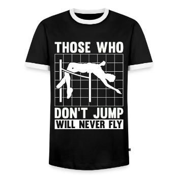 High Jump Those Who Don't Jump Will Pole Vaulting - Männer Kontrast-T-Shirt - Schwarz/Weiß - Vorne - AI Model Female 172 light (172cm) & AI Model Male 178 light (178cm)