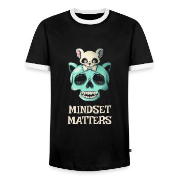 Mindset Counts Cat Mouse Motivation Entrepreneur - Men's Ringer Shirt - black/white - Front - AI Model Female 172 light (172cm) & AI Model Male 178 light (178cm)