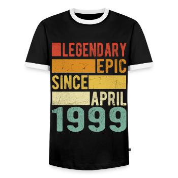 Birthday April 1999 Legendary epic - Men's Ringer Shirt - black/white - Front - AI Model Female 172 light (172cm) & AI Model Male 178 light (178cm)