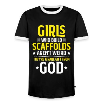 Échafaudage Échafaudage Échafaudage - T-shirt contrasté Homme - noir/blanc - Devant - AI Model Female 172 light (172cm) & AI Model Male 178 light (178cm)