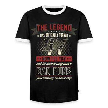 The legend officially 47 years 47th birthday - Men's Ringer Shirt - black/white - Front - AI Model Female 172 light (172cm) & AI Model Male 178 light (178cm)