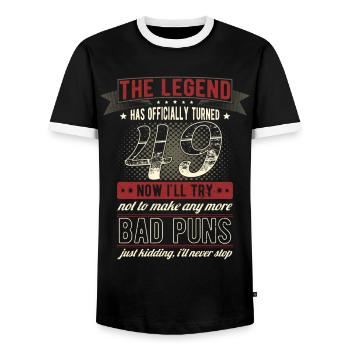 The legend officially 49 years 49th birthday - Men's Ringer Shirt - black/white - Front - AI Model Female 172 light (172cm) & AI Model Male 178 light (178cm)