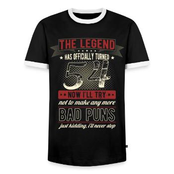 The legend officially 54 years 54th birthday - Men's Ringer Shirt - black/white - Front - AI Model Female 172 light (172cm) & AI Model Male 178 light (178cm)
