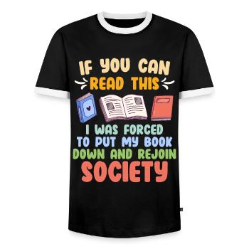 Si vous pouvez lire ce livre amoureux de Booknerd - T-shirt contrasté Homme - noir/blanc - Devant - AI Model Female 172 light (172cm) & AI Model Male 178 light (178cm)