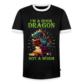 Livre Dragon Book lovers et fans de dragon - T-shirt contrasté Homme - noir/blanc - Devant - AI Model Female 172 light (172cm) & AI Model Male 178 light (178cm)