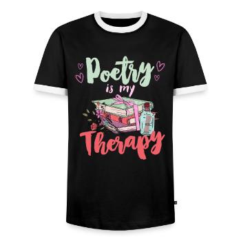 Poesie ist meine Therapie Gedichte Book lover - Männer Kontrast-T-Shirt - Schwarz/Weiß - Vorne - AI Model Female 172 light (172cm) & AI Model Male 178 light (178cm)