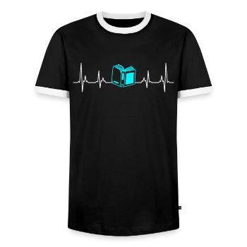 Buchliebhaber Buch Herz Bücherwurm Book lover - Männer Kontrast-T-Shirt - Schwarz/Weiß - Vorne - AI Model Female 172 light (172cm) & AI Model Male 178 light (178cm)