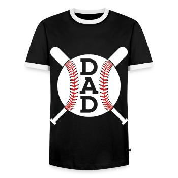 PAPA BASEBALL DAD VATERTAG - Männer Kontrast-T-Shirt - Schwarz/Weiß - Vorne - AI Model Female 172 light (172cm) & AI Model Male 178 light (178cm)