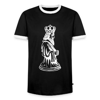 Schachbrett Jesus König Schach - Atheist Atheismus - Männer Kontrast-T-Shirt - Schwarz/Weiß - Vorne - AI Model Female 172 light (172cm) & AI Model Male 178 light (178cm)