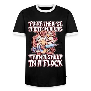 Laborratte Spruch - Atheist Atheism - Männer Kontrast-T-Shirt - Schwarz/Weiß - Vorne - AI Model Female 172 light (172cm) & AI Model Male 178 light (178cm)