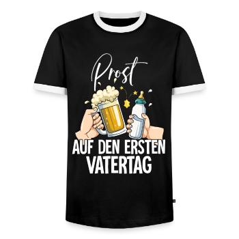 Erster Vatertag - Männer Kontrast-T-Shirt - Schwarz/Weiß - Vorne - AI Model Female 172 light (172cm) & AI Model Male 178 light (178cm)