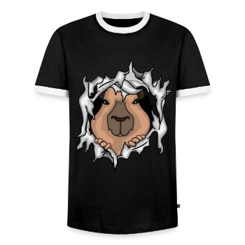 Capybara Kids Gift Cute Capybara - Men's Ringer Shirt - black/white - Front - AI Model Female 172 light (172cm) & AI Model Male 178 light (178cm)