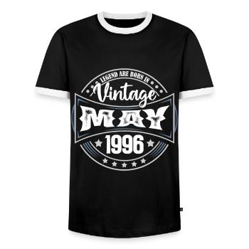 Mai 1996. Geburtstagsgeschenk Mai 1996. Mai - Männer Kontrast-T-Shirt - Schwarz/Weiß - Vorne - AI Model Female 172 light (172cm) & AI Model Male 178 light (178cm)
