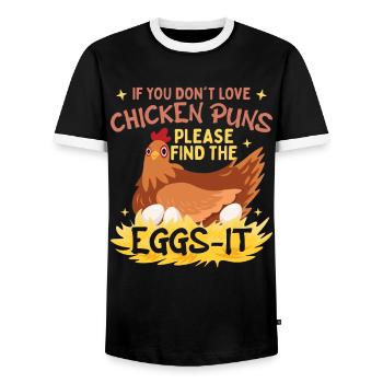 Chicken Puns - Men's Ringer Shirt - black/white - Front - AI Model Female 172 light (172cm) & AI Model Male 178 light (178cm)