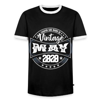 Mai 2020. Geburtstagsgeschenk Mai 2020. Mai - Männer Kontrast-T-Shirt - Schwarz/Weiß - Vorne - AI Model Female 172 light (172cm) & AI Model Male 178 light (178cm)