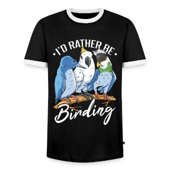 Ich würde lieber Vögel beobachten - Männer Kontrast-T-Shirt - Schwarz/Weiß - Vorne - AI Model Female 172 light (172cm) & AI Model Male 178 light (178cm)