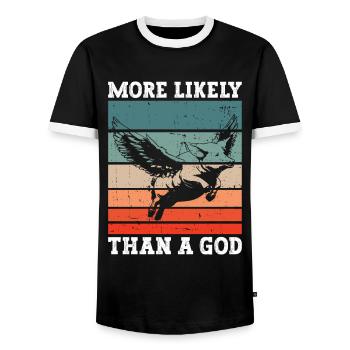 Plus probable qu’un Dieu - Athéisme athée - T-shirt contrasté Homme - noir/blanc - Devant - AI Model Female 172 light (172cm) & AI Model Male 178 light (178cm)
