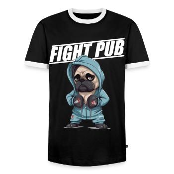 Fight Pub Mops mit Boxhandschuhen Boxer - Männer Kontrast-T-Shirt - Schwarz/Weiß - Vorne - AI Model Female 172 light (172cm) & AI Model Male 178 light (178cm)