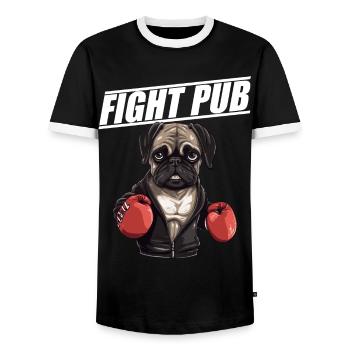 Fight Pub Mops mit Boxhandschuhen Boxer - Männer Kontrast-T-Shirt - Schwarz/Weiß - Vorne - AI Model Female 172 light (172cm) & AI Model Male 178 light (178cm)