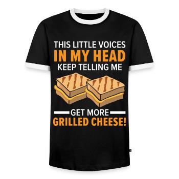 Voices in my head telling me that I am - Men's Ringer Shirt - black/white - Front - AI Model Female 172 light (172cm) & AI Model Male 178 light (178cm)