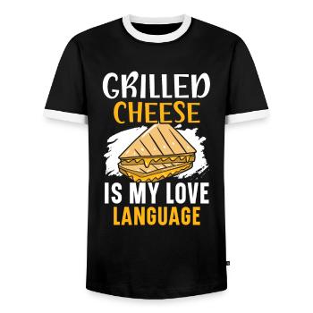 Grilled cheese is my love language Foodie Che - Men's Ringer Shirt - black/white - Front - AI Model Female 172 light (172cm) & AI Model Male 178 light (178cm)