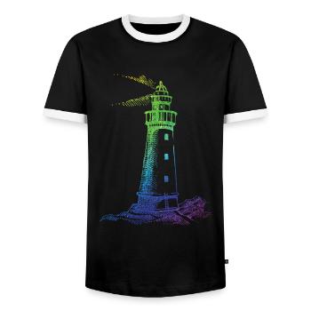 Phare arc-en-ciel - T-shirt contrasté Homme - noir/blanc - Devant - AI Model Female 172 light (172cm) & AI Model Male 178 light (178cm)
