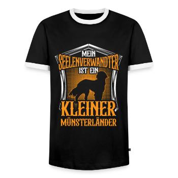 Kleiner Münsterländer ist mein Seelenverwandter - Männer Kontrast-T-Shirt - Schwarz/Weiß - Vorne - AI Model Female 172 light (172cm) & AI Model Male 178 light (178cm)