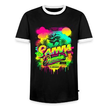 Retro Summer - Men's Ringer Shirt - black/white - Front - AI Model Female 172 light (172cm) & AI Model Male 178 light (178cm)