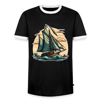 Boot Segelboot Segeln - Männer Kontrast-T-Shirt - Schwarz/Weiß - Vorne - AI Model Female 172 light (172cm) & AI Model Male 178 light (178cm)