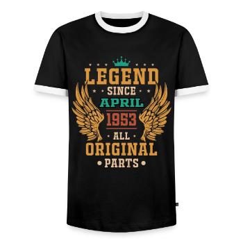 Legende seit April 1953 Geburtstagsgeschenk - Männer Kontrast-T-Shirt - Schwarz/Weiß - Vorne - AI Model Female 172 light (172cm) & AI Model Male 178 light (178cm)