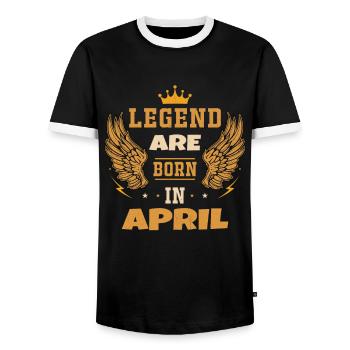 Die im April geborene Legende Geburtstagsgeschenk - Männer Kontrast-T-Shirt - Schwarz/Weiß - Vorne - AI Model Female 172 light (172cm) & AI Model Male 178 light (178cm)