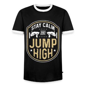 High Jump Stay Calm And Jump High Pole Vaulting - Männer Kontrast-T-Shirt - Schwarz/Weiß - Vorne - AI Model Female 172 light (172cm) & AI Model Male 178 light (178cm)