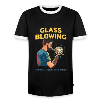 Handblown glass design for a glassblower - Men's Ringer Shirt - black/white - Front - AI Model Female 172 light (172cm) & AI Model Male 178 light (178cm)