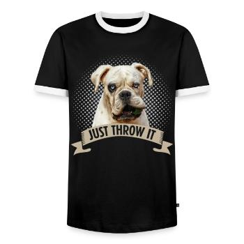 Deutscher Boxer Just Throw It - Männer Kontrast-T-Shirt - Schwarz/Weiß - Vorne - AI Model Female 172 light (172cm) & AI Model Male 178 light (178cm)