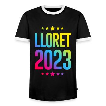 lloret de mar 2023 - Men's Ringer Shirt - black/white - Front - AI Model Female 172 light (172cm) & AI Model Male 178 light (178cm)