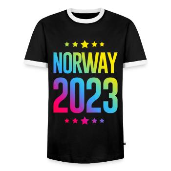 Norwegen 2023 - Männer Kontrast-T-Shirt - Schwarz/Weiß - Vorne - AI Model Female 172 light (172cm) & AI Model Male 178 light (178cm)