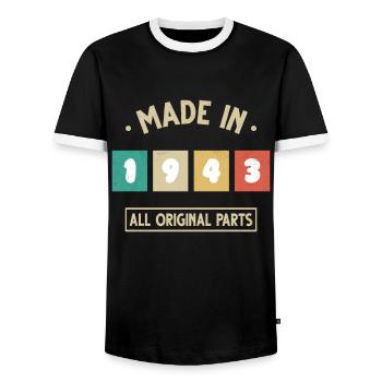 1943 Vintage Geburtstagsgeschenk 1943 - Männer Kontrast-T-Shirt - Schwarz/Weiß - Vorne - AI Model Female 172 light (172cm) & AI Model Male 178 light (178cm)