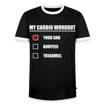 Your Dad is My Cardio To Do List Your Dad - Men's Ringer Shirt - black/white - Front - AI Model Female 172 light (172cm) & AI Model Male 178 light (178cm)