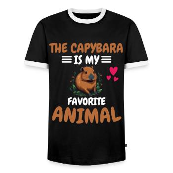 Favorite Animal Capybara Animal Gift Capybara - Men's Ringer Shirt - black/white - Front - AI Model Female 172 light (172cm) & AI Model Male 178 light (178cm)