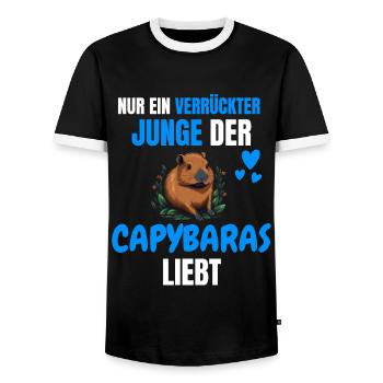 Tier Verrückter Junge Lustiges Geschenk Capybara - Männer Kontrast-T-Shirt - Schwarz/Weiß - Vorne - AI Model Female 172 light (172cm) & AI Model Male 178 light (178cm)